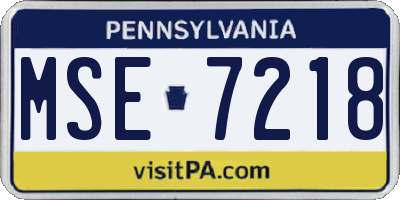 PA license plate MSE7218
