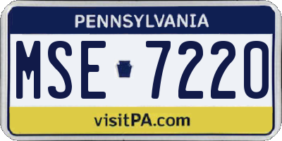 PA license plate MSE7220