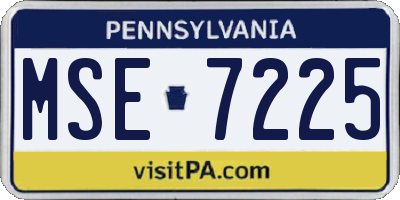 PA license plate MSE7225