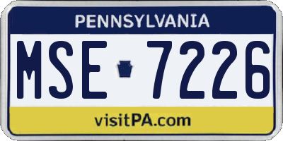 PA license plate MSE7226