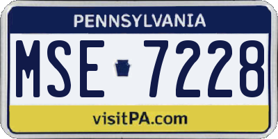 PA license plate MSE7228