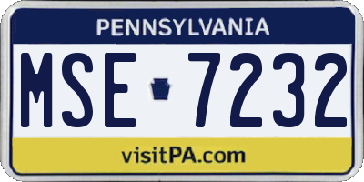 PA license plate MSE7232
