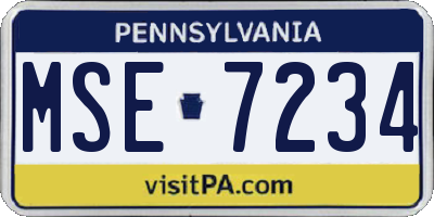 PA license plate MSE7234