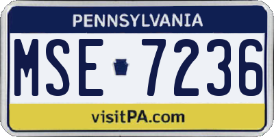 PA license plate MSE7236