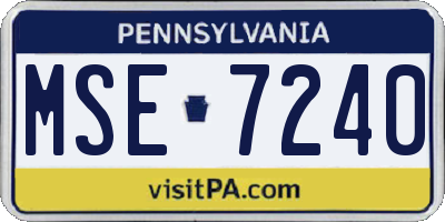 PA license plate MSE7240