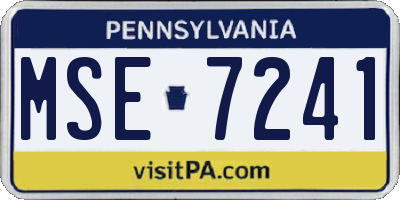 PA license plate MSE7241