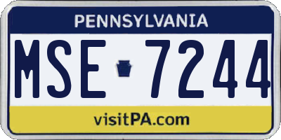 PA license plate MSE7244
