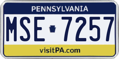 PA license plate MSE7257