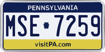 PA license plate MSE7259