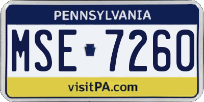 PA license plate MSE7260