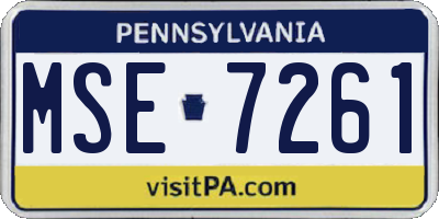 PA license plate MSE7261