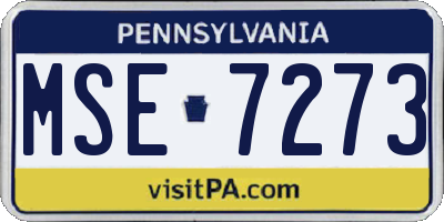 PA license plate MSE7273
