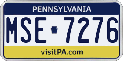 PA license plate MSE7276