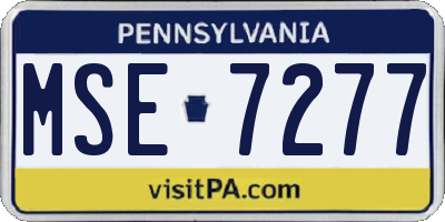 PA license plate MSE7277