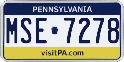 PA license plate MSE7278