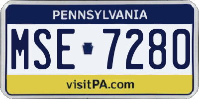 PA license plate MSE7280