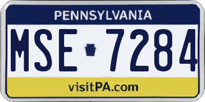 PA license plate MSE7284