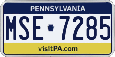 PA license plate MSE7285