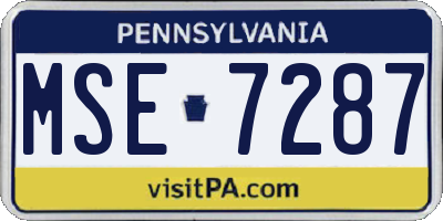 PA license plate MSE7287