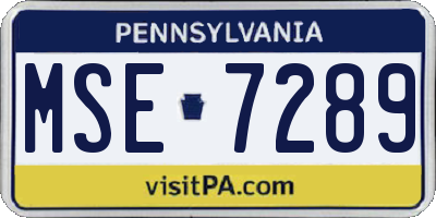 PA license plate MSE7289