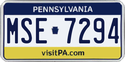 PA license plate MSE7294