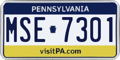 PA license plate MSE7301