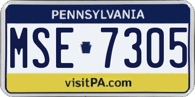 PA license plate MSE7305