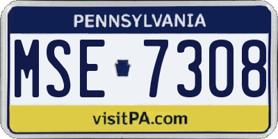 PA license plate MSE7308