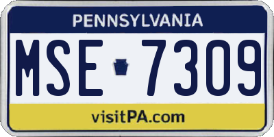 PA license plate MSE7309