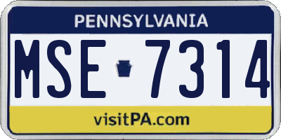 PA license plate MSE7314