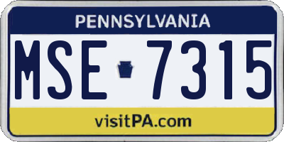 PA license plate MSE7315