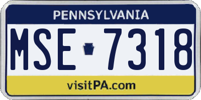PA license plate MSE7318