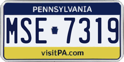 PA license plate MSE7319