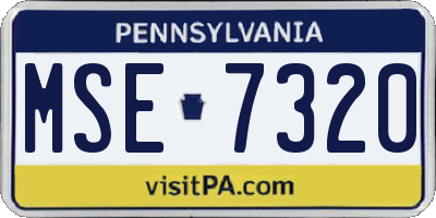 PA license plate MSE7320