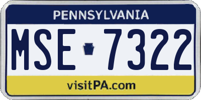 PA license plate MSE7322