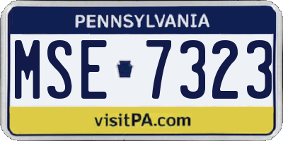 PA license plate MSE7323