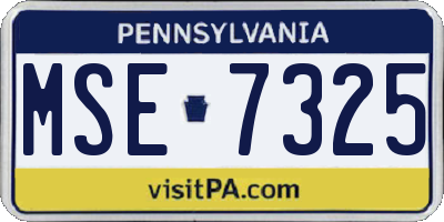 PA license plate MSE7325
