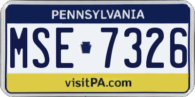 PA license plate MSE7326
