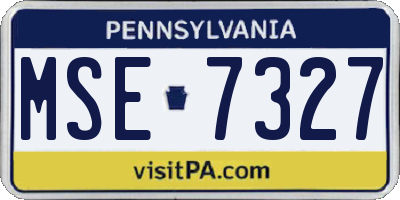 PA license plate MSE7327