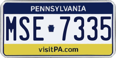 PA license plate MSE7335