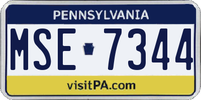 PA license plate MSE7344