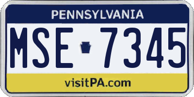 PA license plate MSE7345