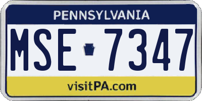 PA license plate MSE7347