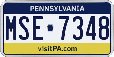 PA license plate MSE7348
