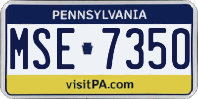 PA license plate MSE7350
