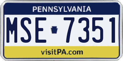 PA license plate MSE7351