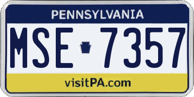 PA license plate MSE7357