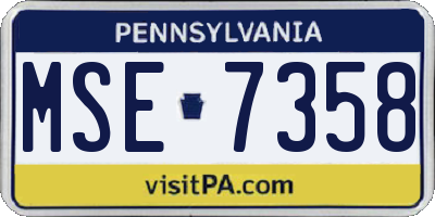 PA license plate MSE7358