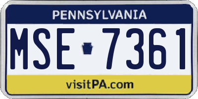 PA license plate MSE7361