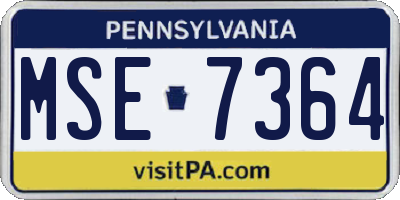 PA license plate MSE7364